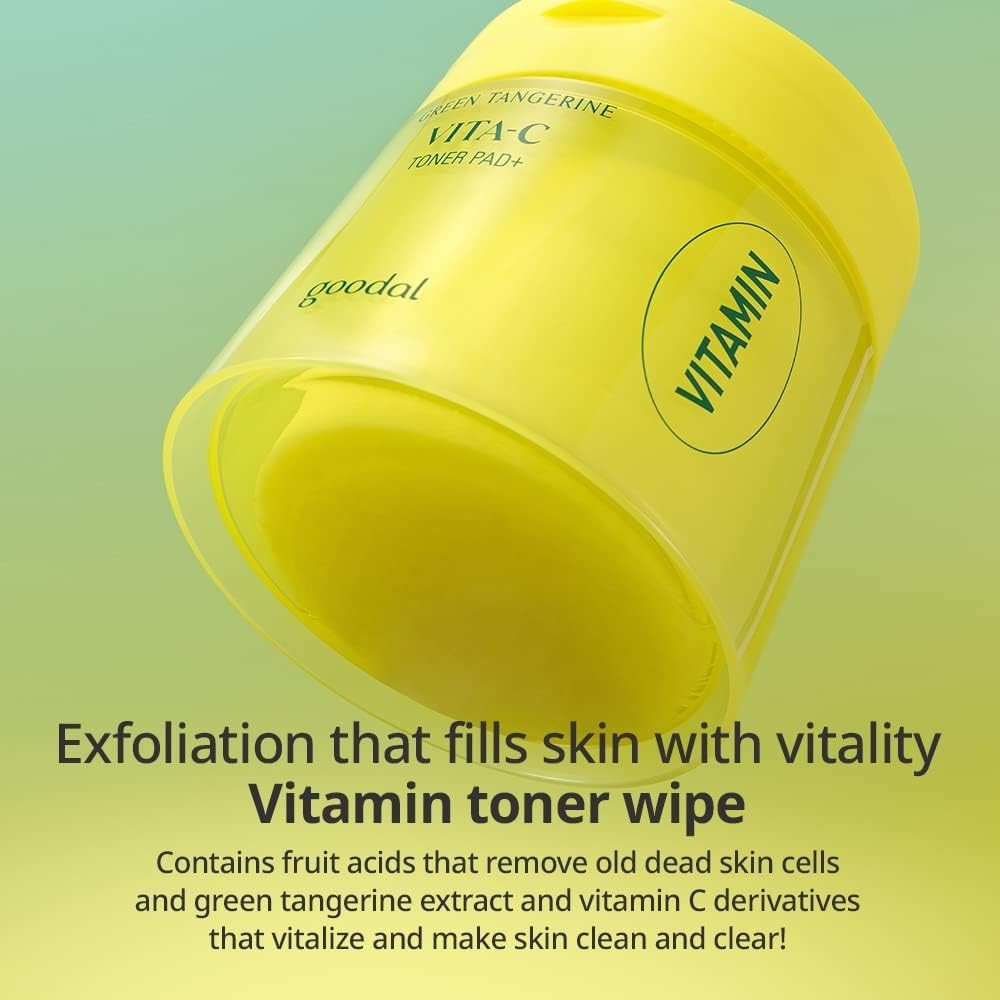 Green Tangerine Vitamin C Toner Pads for Skin Brightening & Exfoliation - 70 Count
