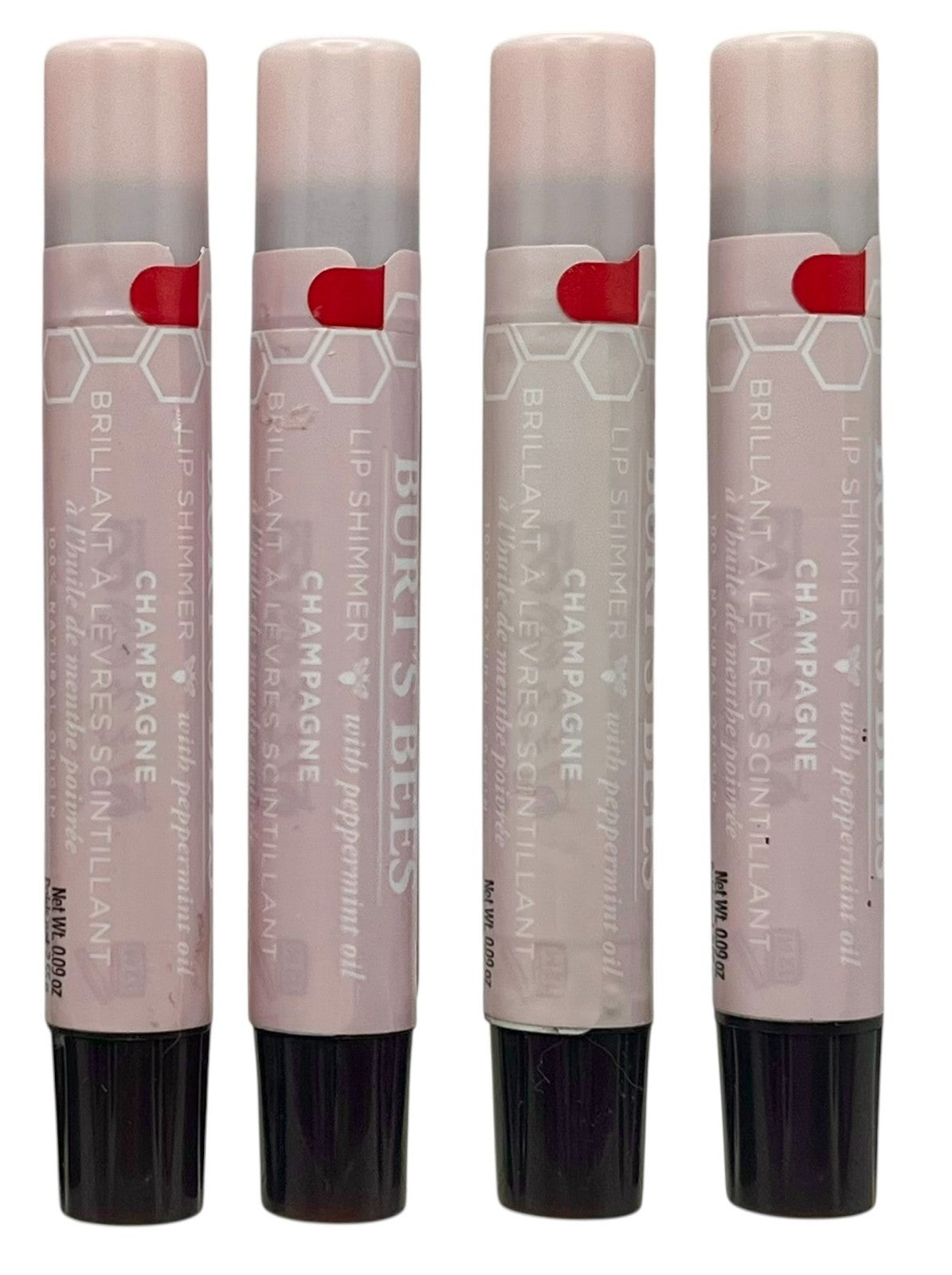 4 Pack Lip Shimmer Set - Natural Lip Gloss with Peppermint & Vitamin E