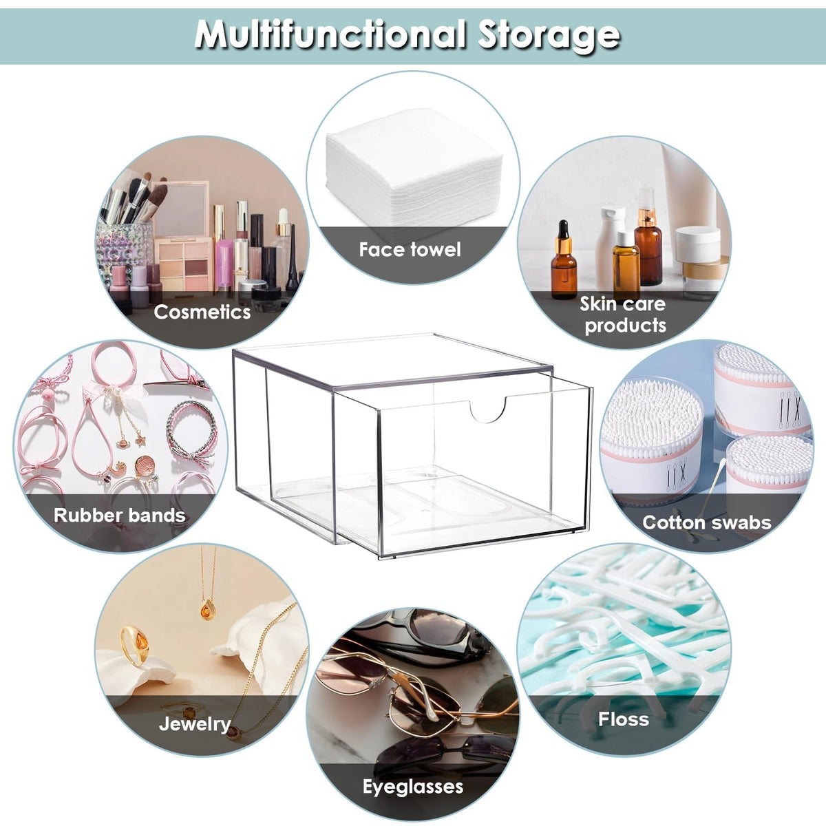 Disposable Face Towel Holder for Bathroom Vanity - Clear Plastic Storage Box
