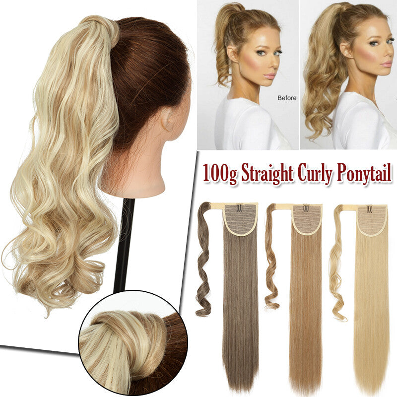 Clip-In Thick Hair Ponytail Extension - Real Human Hair, Various Lengths & Colors