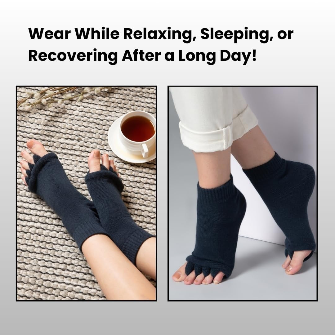 Toe Separator Socks for Bunion & Plantar Fasciitis Support - Grey, Unisex