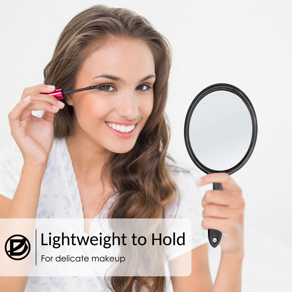 Double Sided Handheld Mirror with Handle - 2X Magnification, Large Size