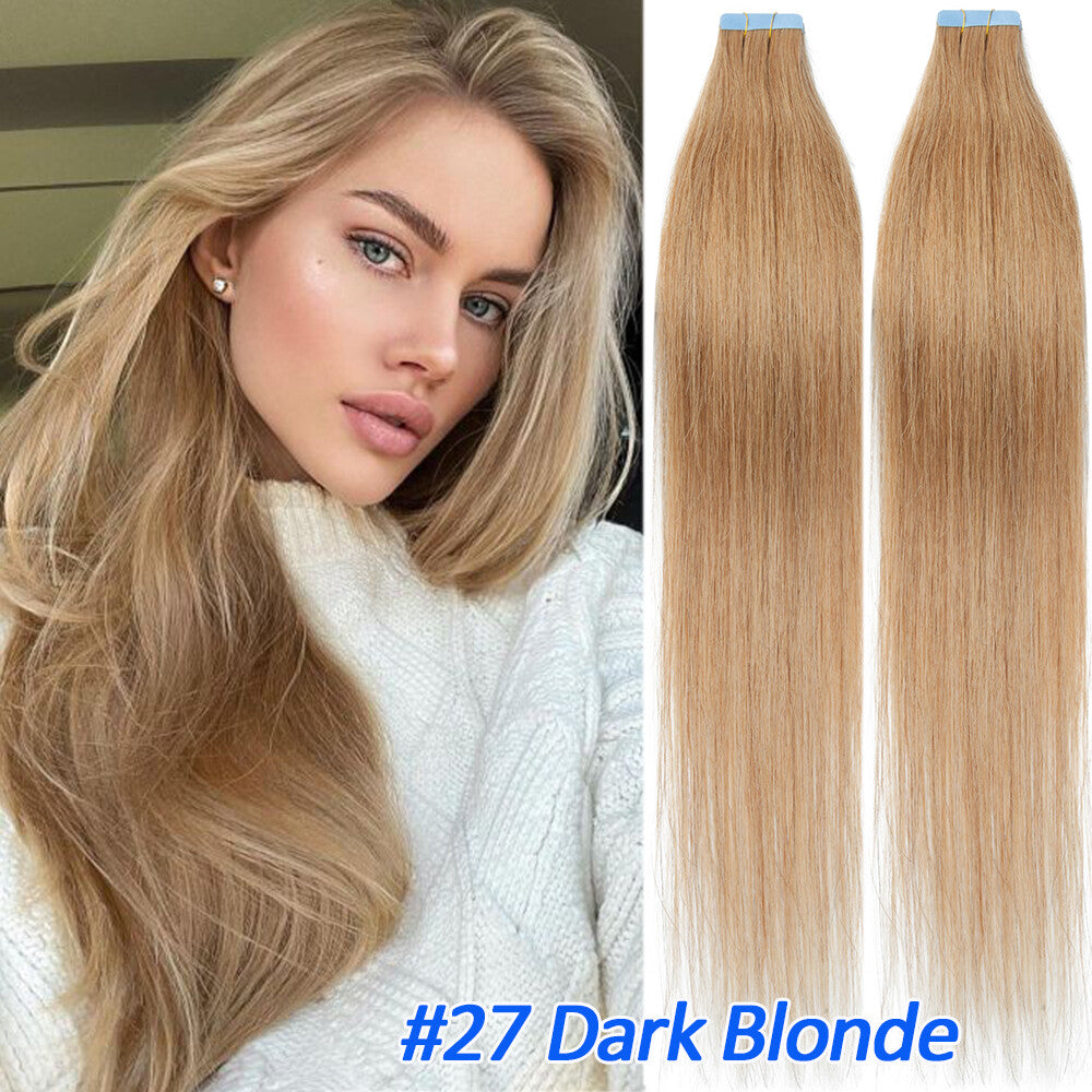Tape-In Human Hair Extensions Full Head Ombre Remy Hair Weft 24 Inches