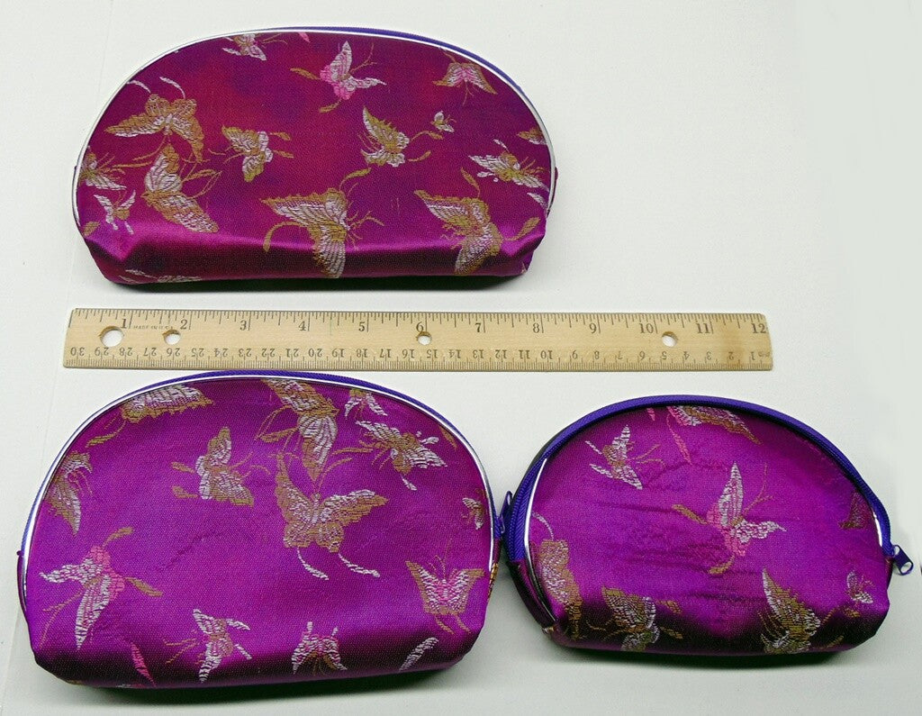 5-Piece Nested Pouch Set with Zipper, Lined for Jewelry, Cosmetics, Gifts