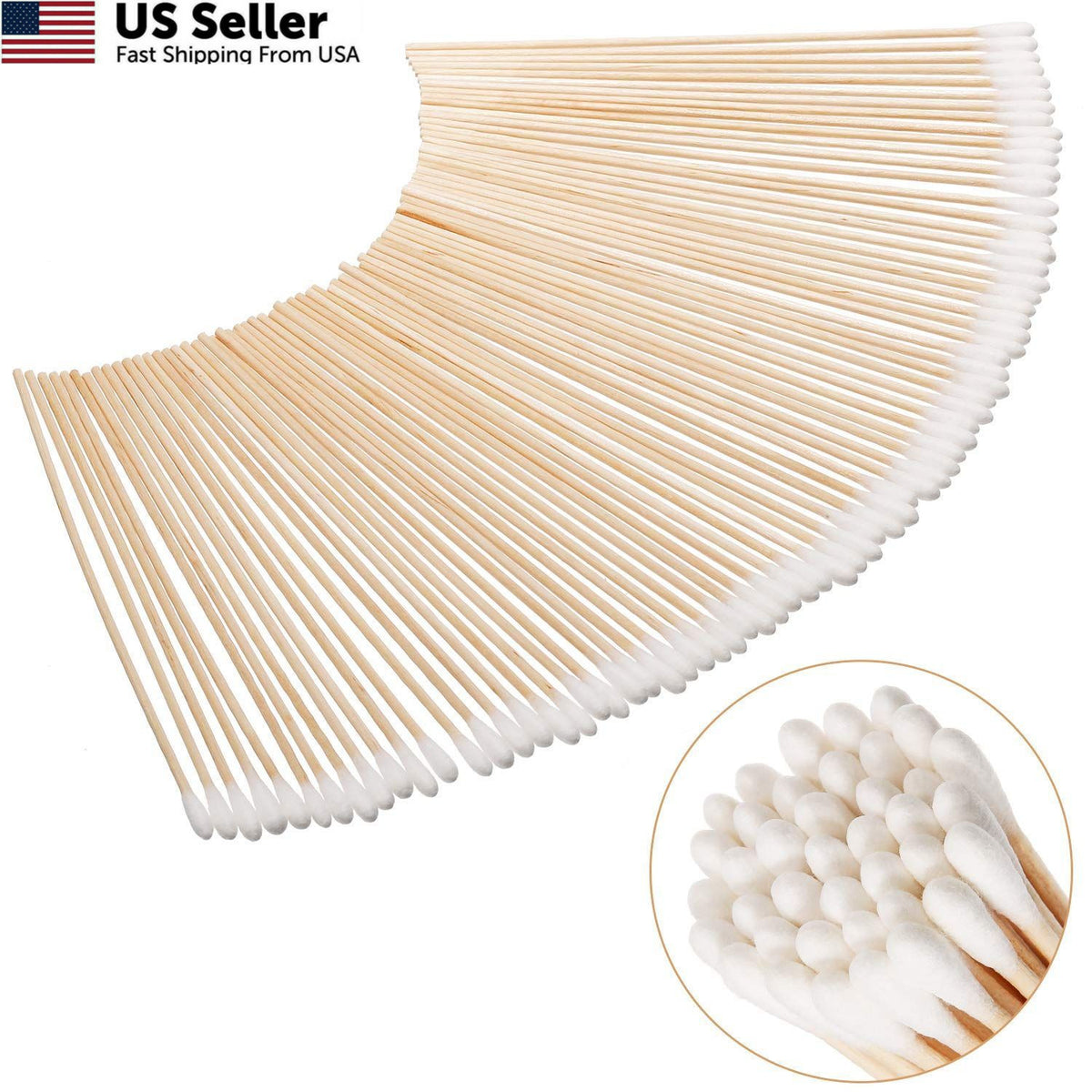 Long Cotton Swabs with Wooden Handles 6 Inch, 500 Pcs Cleaning & Art Supplies