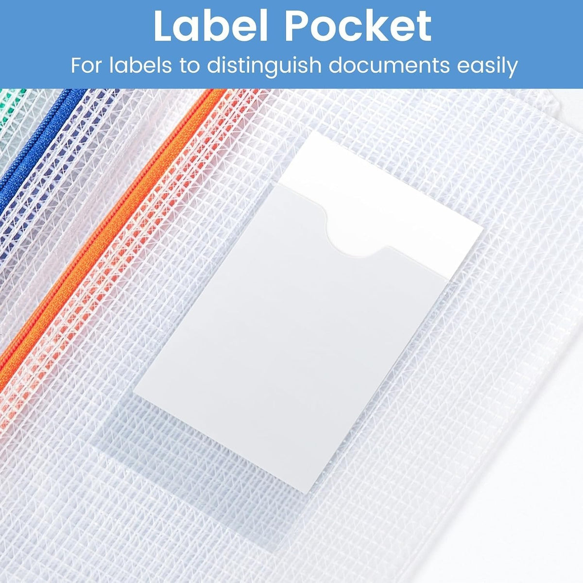 Clear Mesh Pouch Bags 24-Pack with Label Pocket for Travel & Classroom Organization