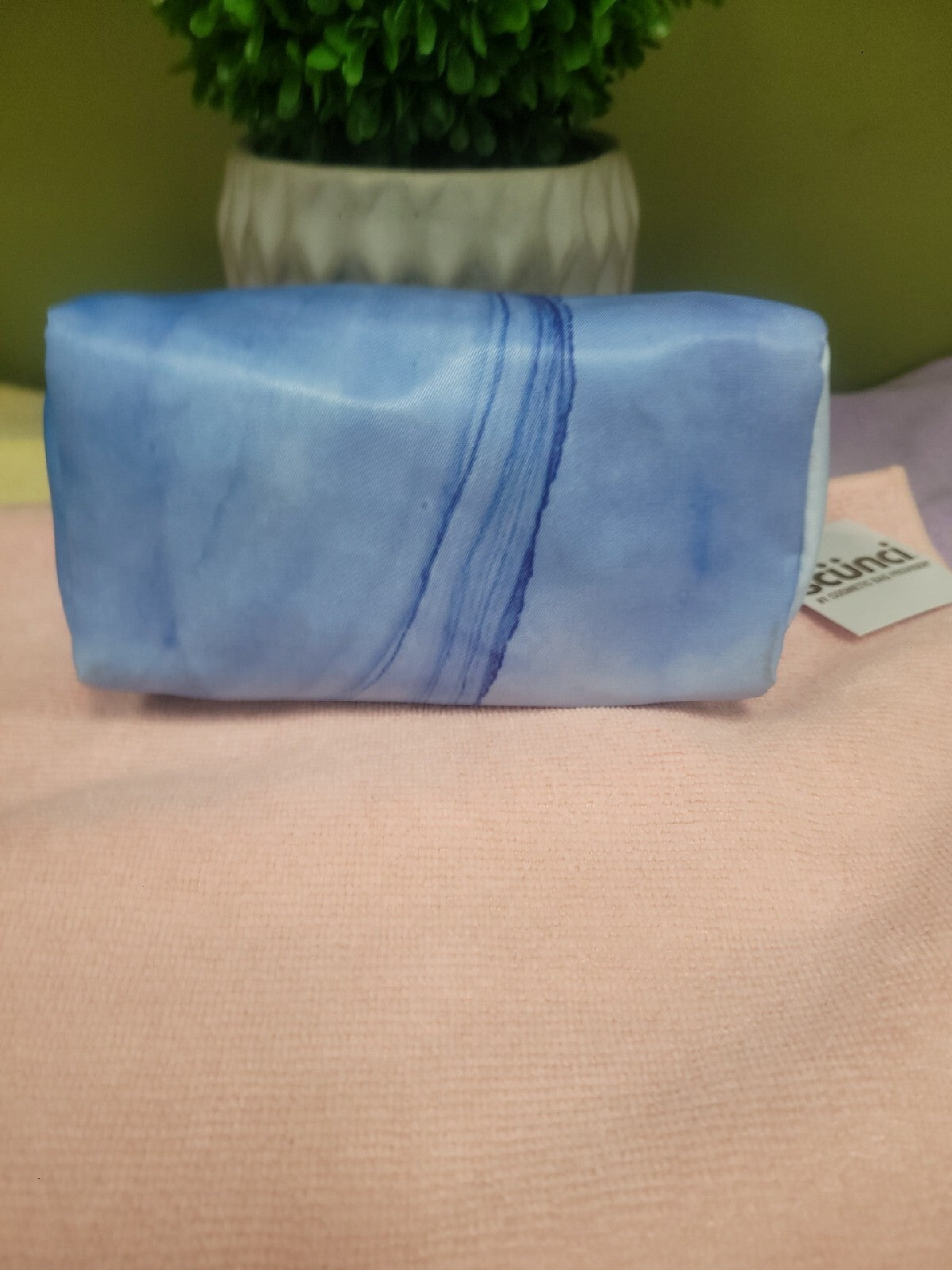 Travel Makeup Bag with Tie Dye Design - Blue & Pink Cosmetic Pouch