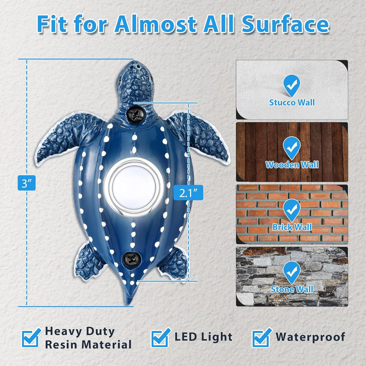 Heavy Duty LED Lighted Doorbell Push Button for Wall Mounting