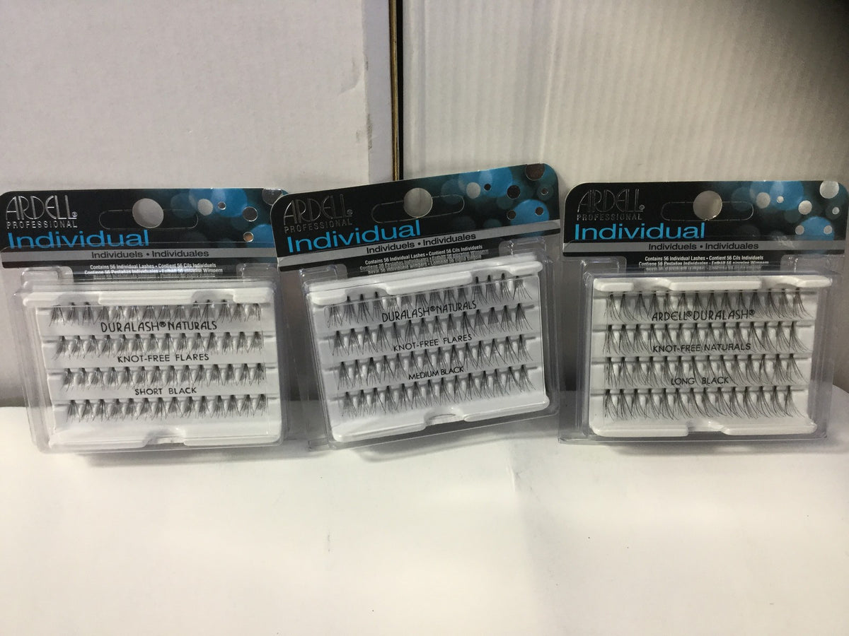 Set of 10 Ardell Duralash Individual False Eyelashes Knot Free Long Medium Short Black
