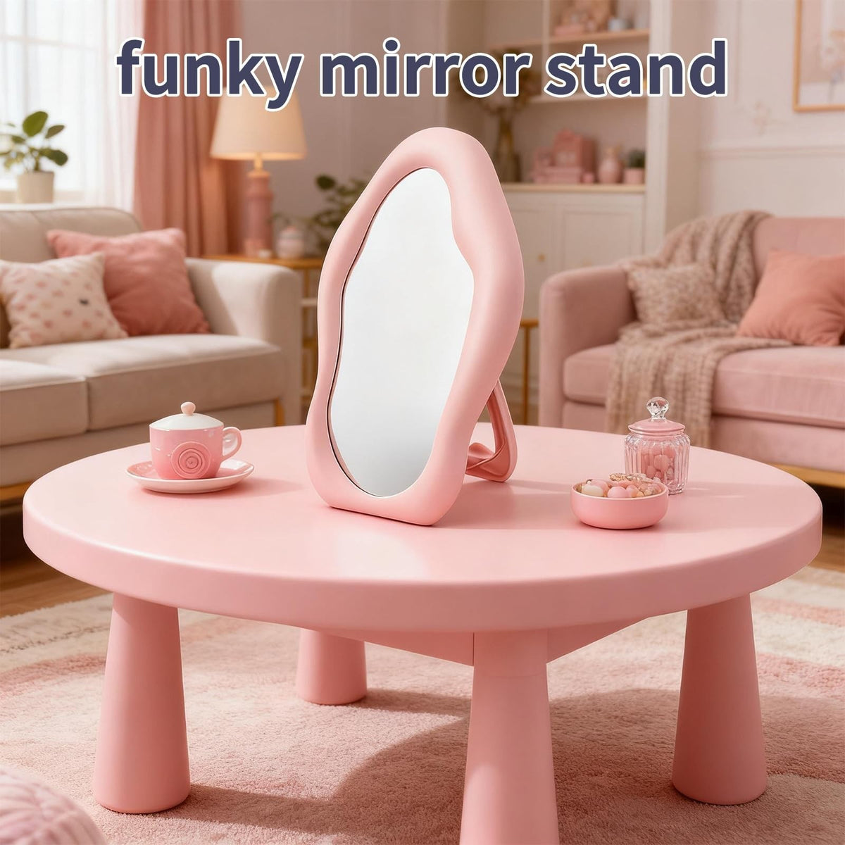 Cloud-Shaped Portable Makeup Mirror - Pink, Folding Travel Vanity