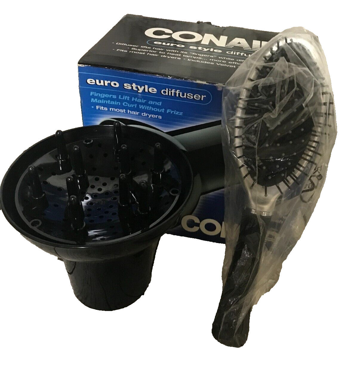 Conair Euro Style Diffuser DF09RT Velvet Touch Styling Brush - New