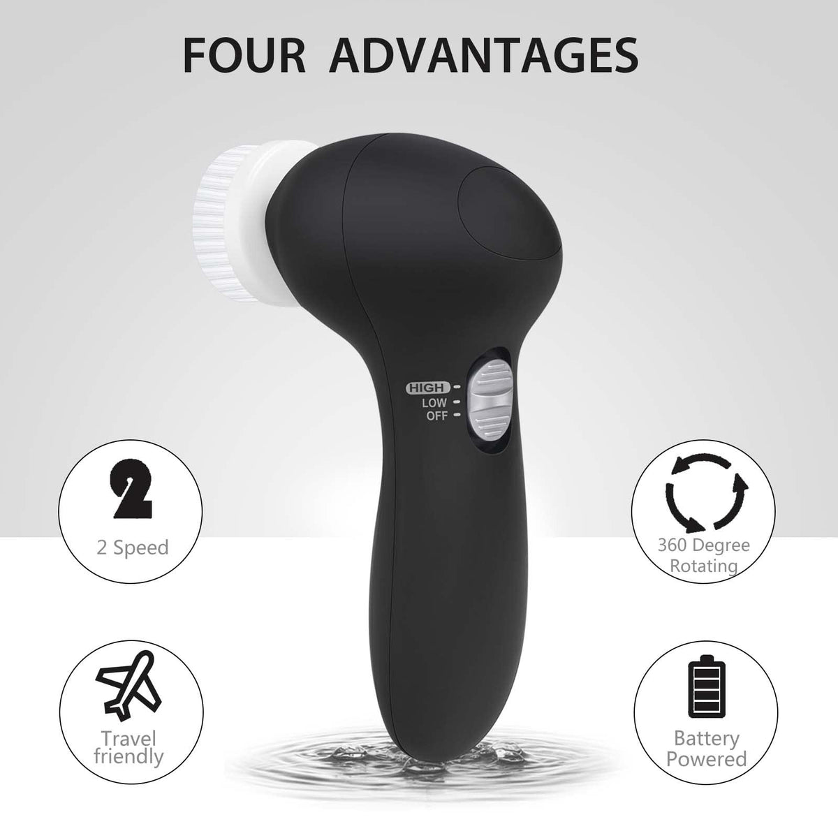 Facial Cleansing Brush Face Scrubber: CLSEVXY Electric 6 in 1, Black
