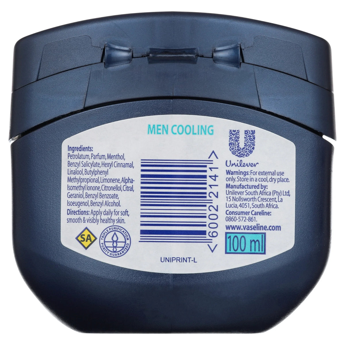 Vaseline Men Cooling Petroleum Jelly 100ml - 2 Pack