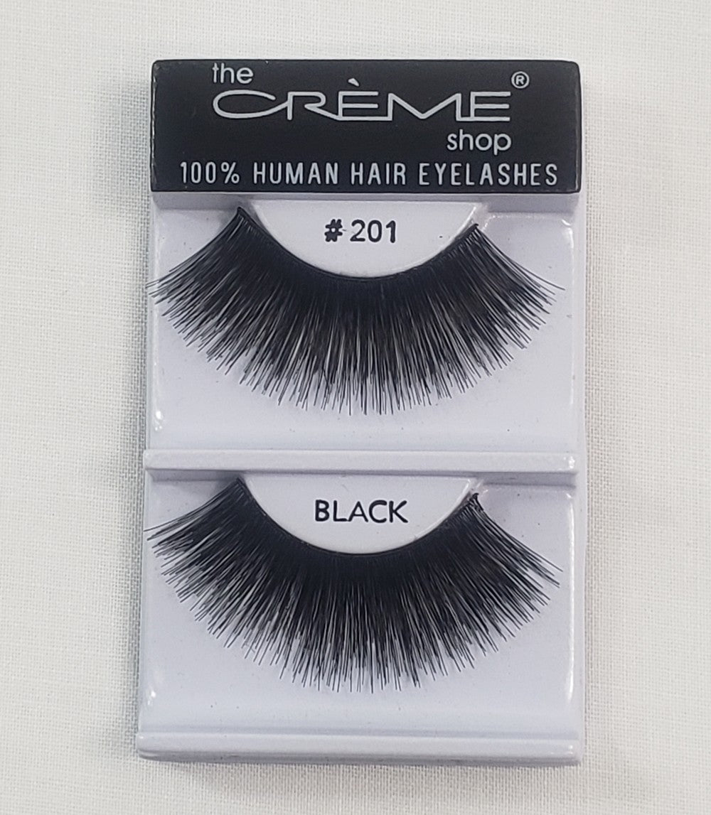12 Pack Human Hair False Eyelashes - Thick & Long Natural Look #201