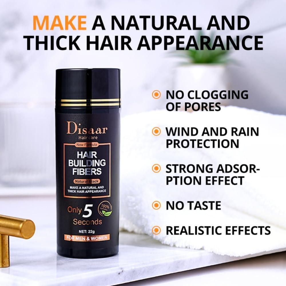 Hair Building Fibers - Keratin Thickening Powder, Natural Black 22g