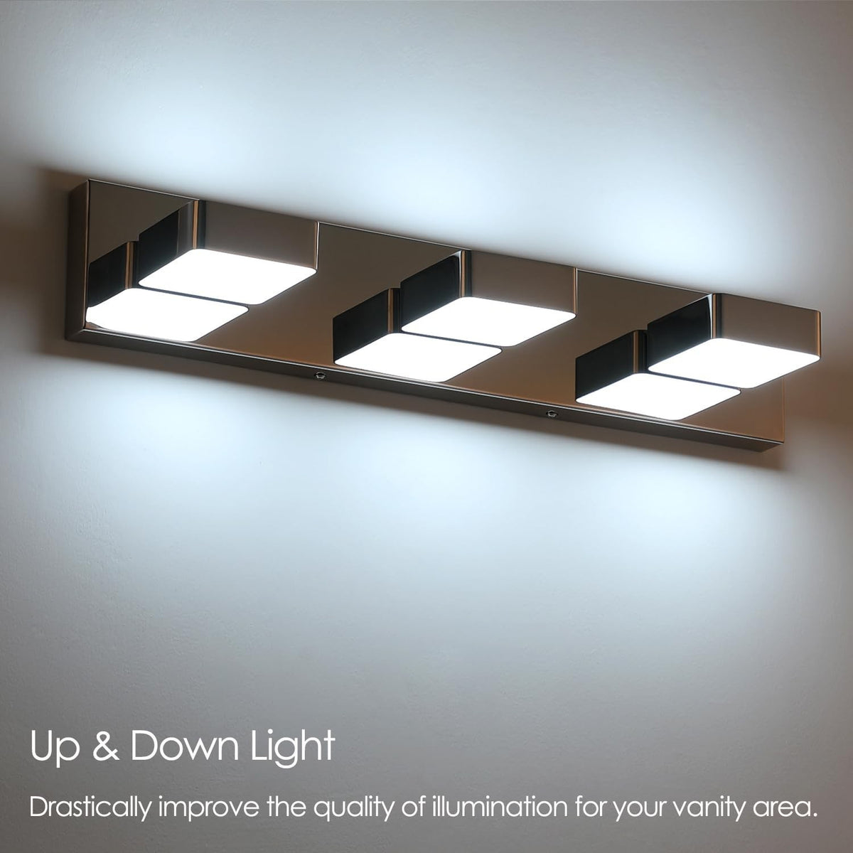 Modern 3-Light LED Bathroom Vanity Light Fixture 24-Inch Chrome Wall Mount