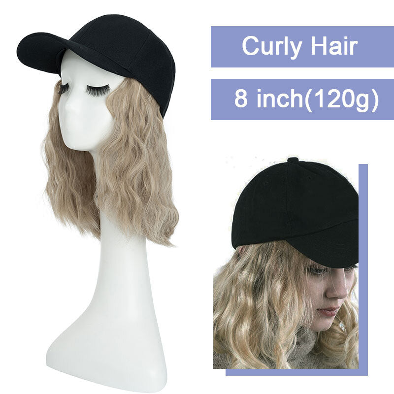Baseball Cap with Hair Extensions - Wavy & Straight Human-Like Hairpiece