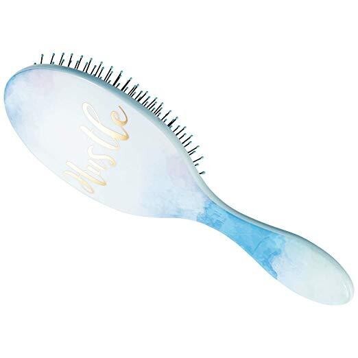 Wet Brush Detangler Water Color Quotes - Hustle Hairbrush for Wet Hair, Tangle-Free Styling
