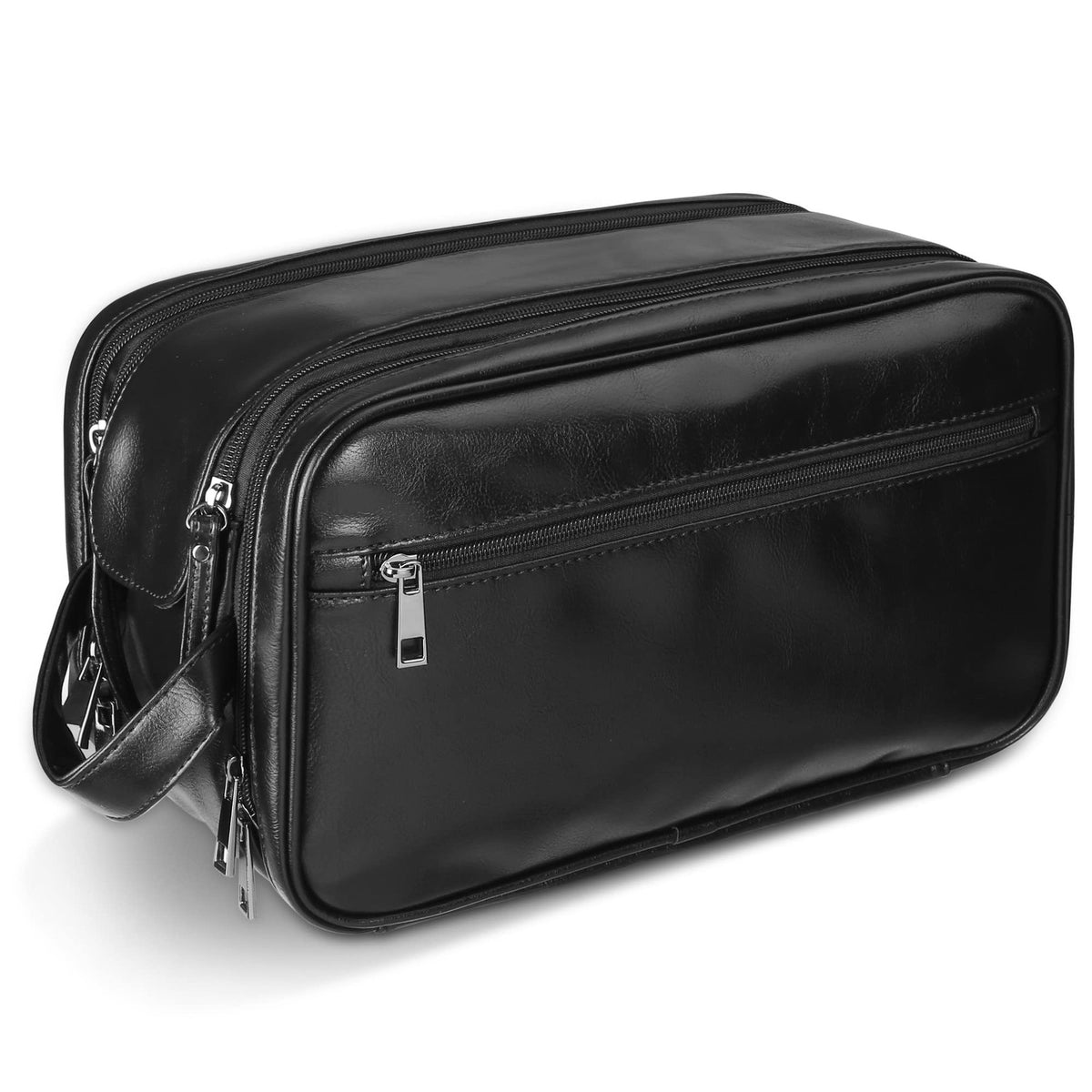 Large Personalized Leather Travel Toiletry Bag for Men Waterproof & Durable