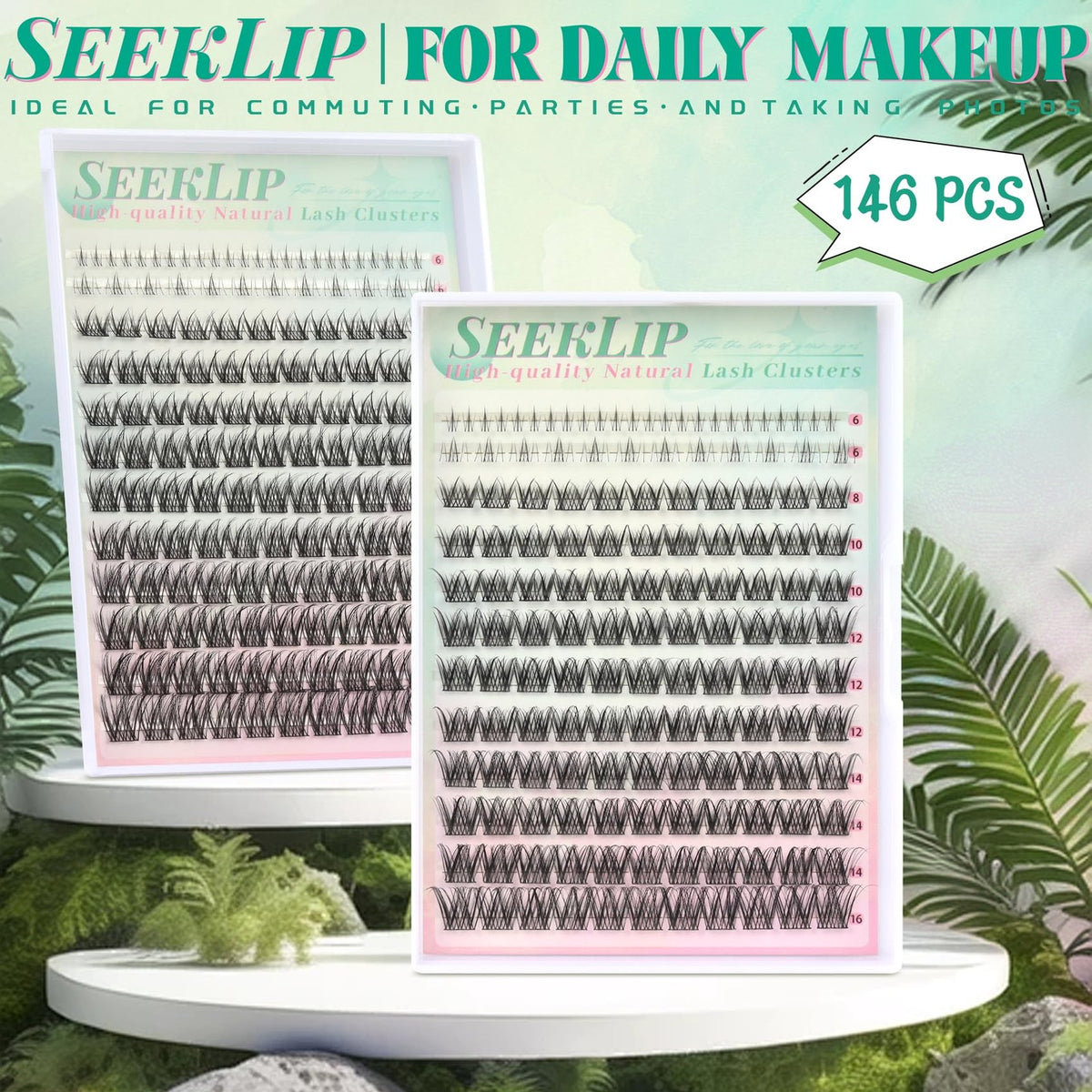Natural Eyelash Clusters 146 Pcs - Wispy Short & Long Fake Lashes Set