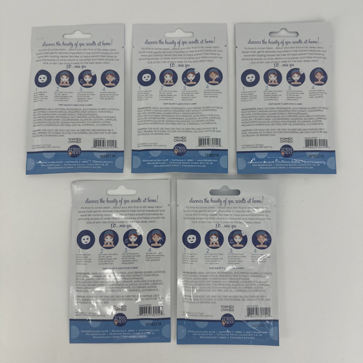 5-Pack Deep Clean Blemish Facial Sheet Mask Tea Tree Vitamin C