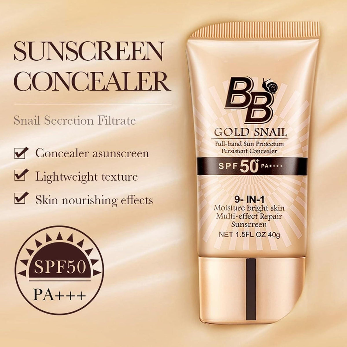 BB Cream Tinted Moisturizer SPF 50 Face Sunscreen Hydrating Foundation