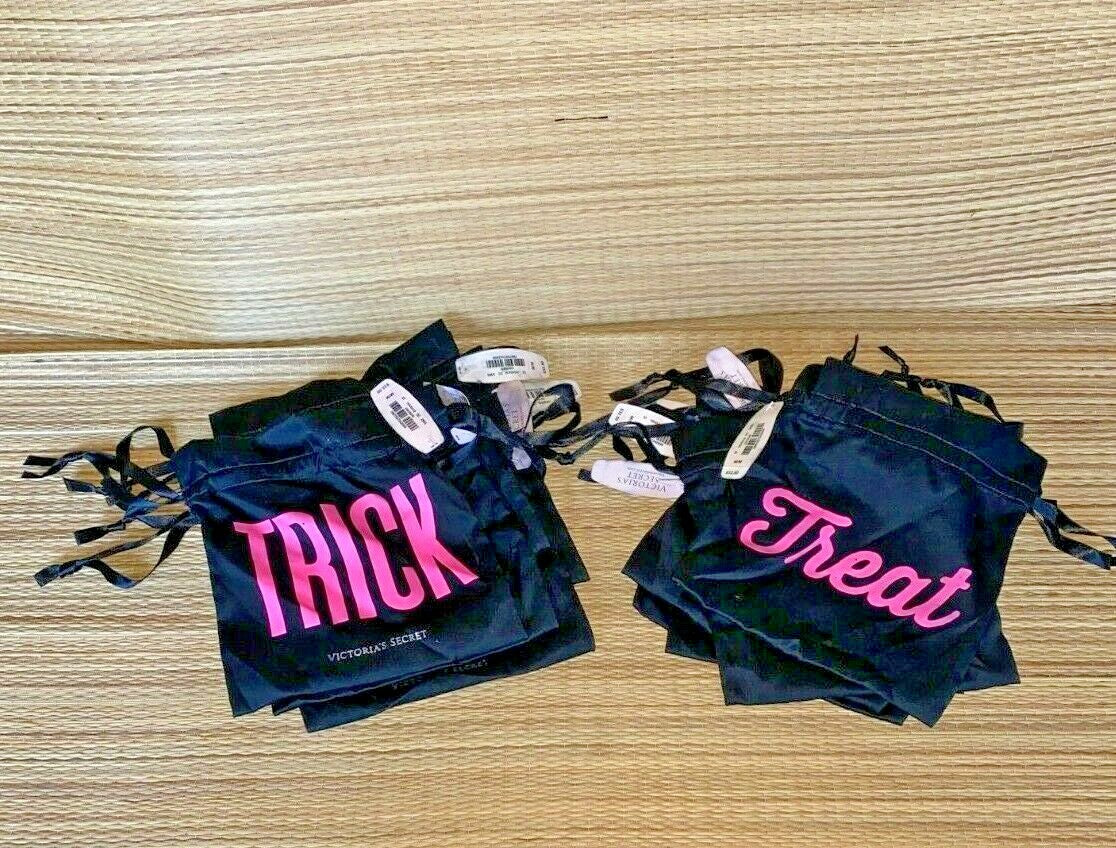Victoria's Secret Trick or Treat Gift Bags - Black Drawstring Halloween Bags, 5x6 Inches, Pack of 35