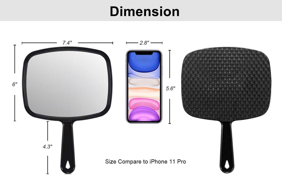 Rectangular Hand Mirror for Makeup Hair Grooming with Comfortable Grip