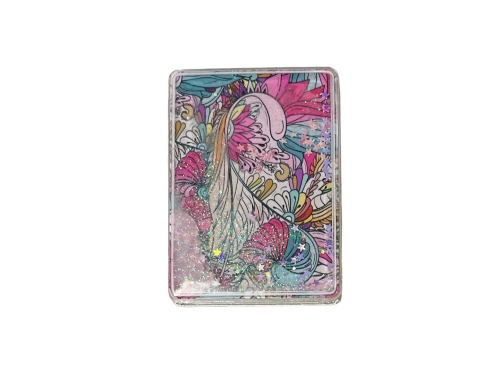 Double Compact Mirror with Glitter Paisley Pattern - Portable Makeup & Travel Mirror