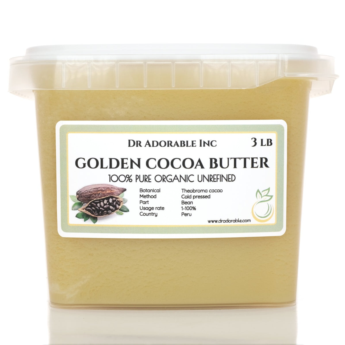 Organic Cold Pressed Cocoa Butter - Golden Raw Pure