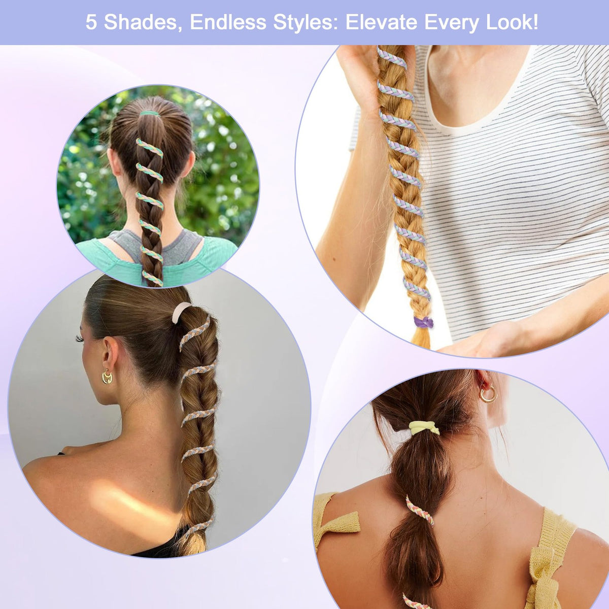 5 Pcs Spiral Hair Ties for Women & 1 Count (Pack of 5), Mixed Color
