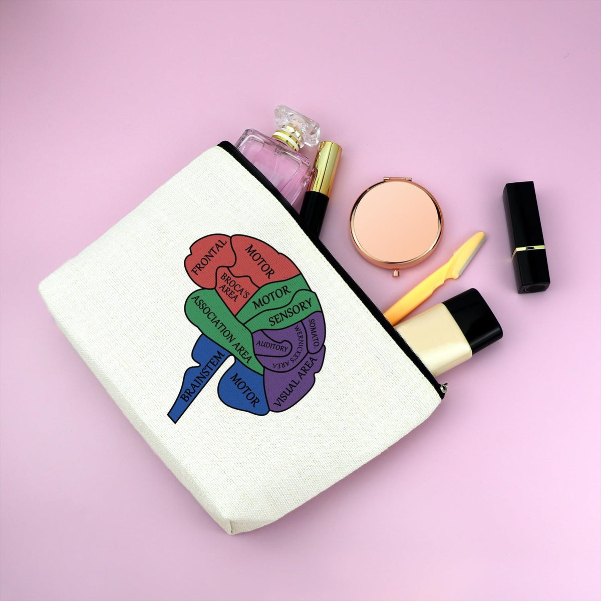 Neurologist Makeup Bag Brain Anatomy Gift Travel Cosmetic Pouch