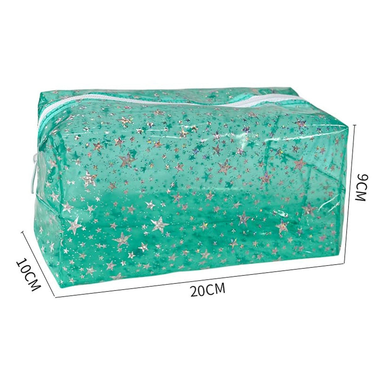 Clear Waterproof Makeup Bag with Star Pattern - Travel Toiletry Organizer for Women & Girls