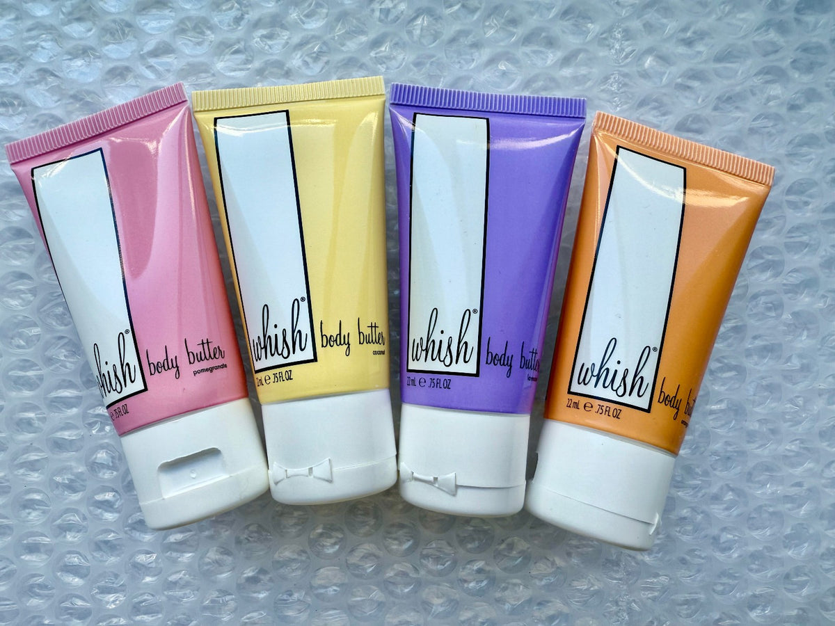 Wish Body Butter Sampler Set - Pomegranate, Coconut, Lavender & Orange Cream, 0.75oz Each