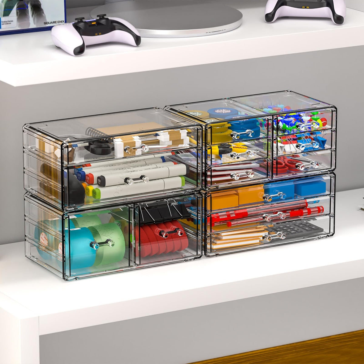 Clear Acrylic Makeup Storage Organizer with 13 Drawers - 4 Pack