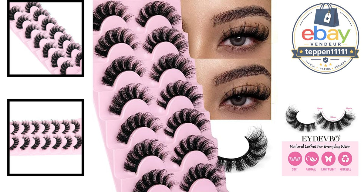 False Eyelashes D Curl Wispy 7 Pairs Natural Look Mink Lashes