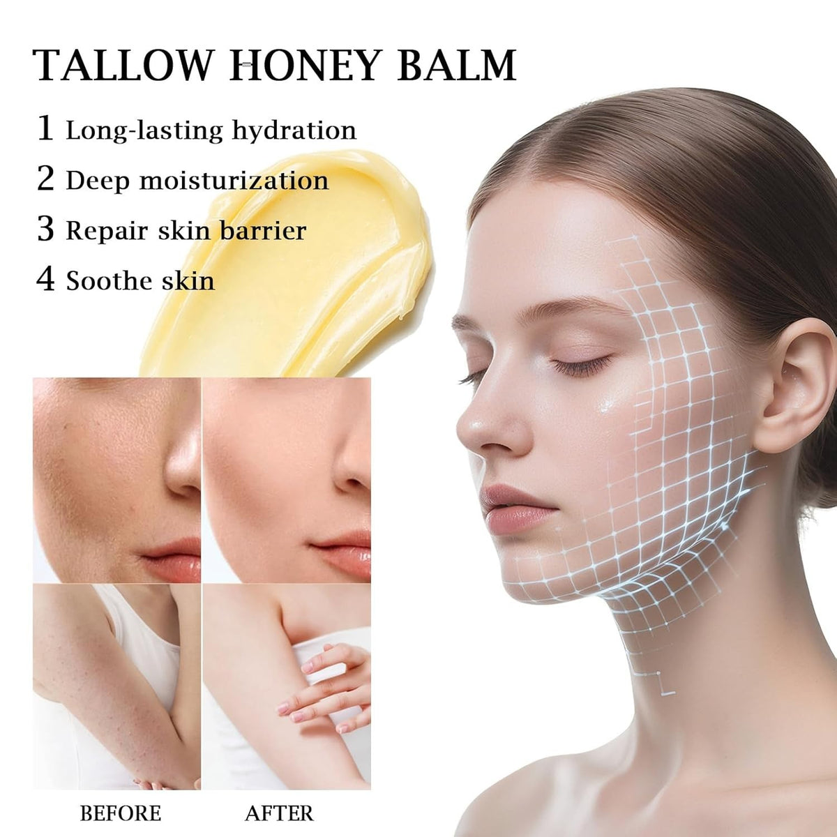 Grass Fed Whipped Beef Tallow Balm – Moisturizing Cream