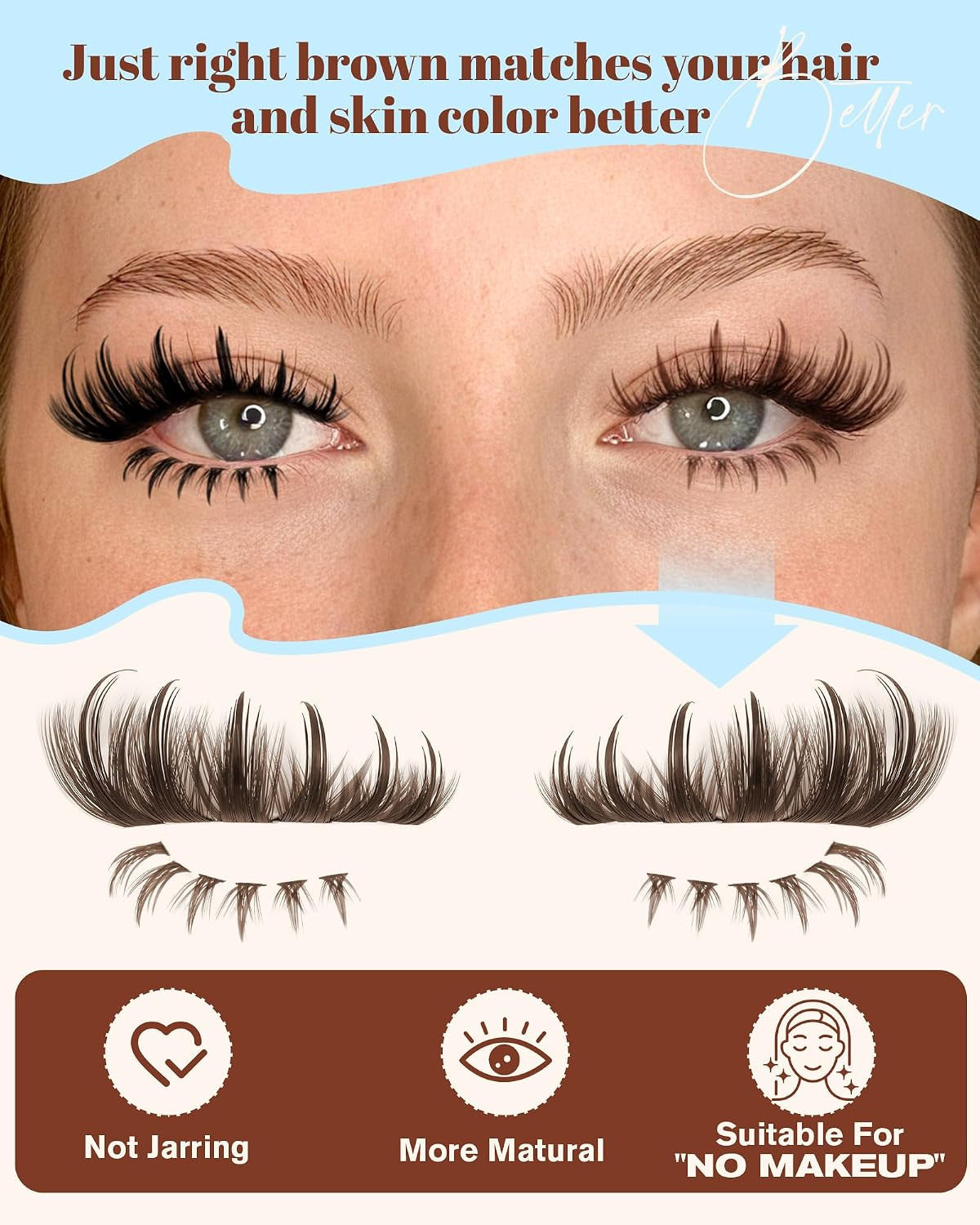 Brown Wispy Lash Clusters 12-18mm False Eyelash Extensions - 264PCS