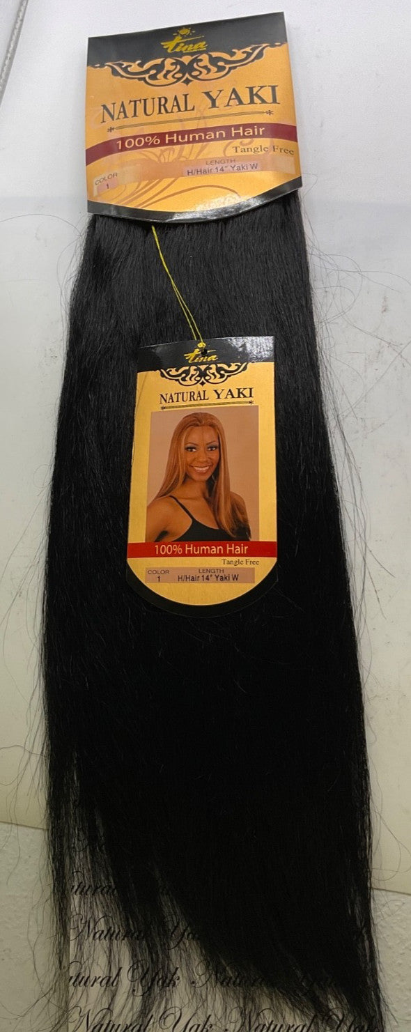 Natural Yaki Human Hair Extensions 14 Inches - Seamless Blend