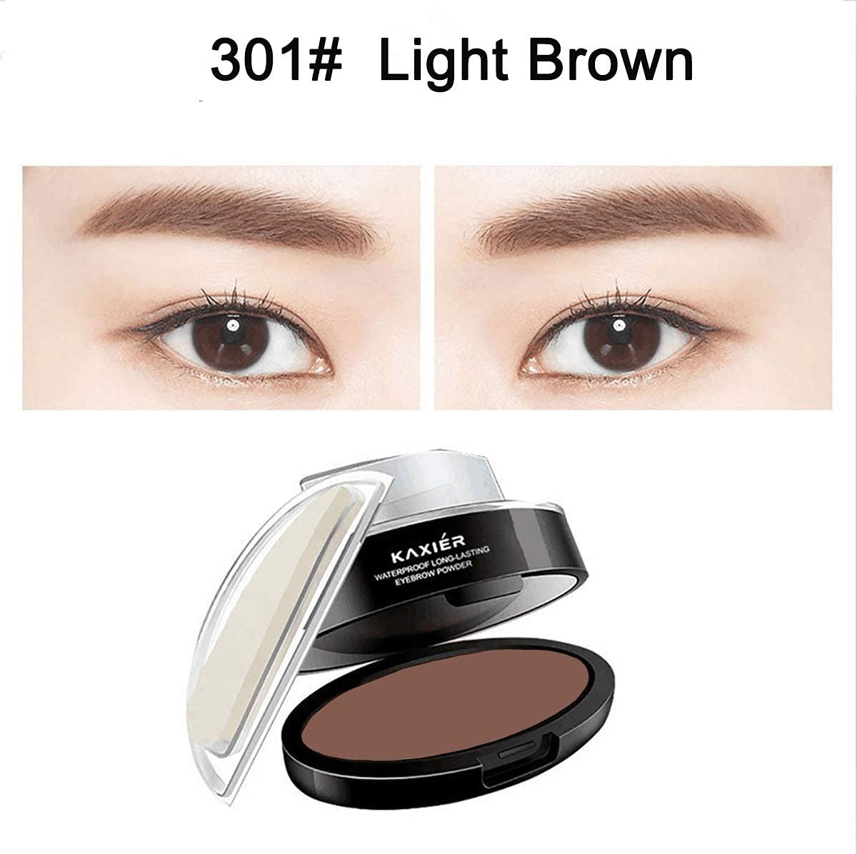 Waterproof Eyebrow Stamp Powder Kit Light Brown 301# - Easy & Long-Lasting