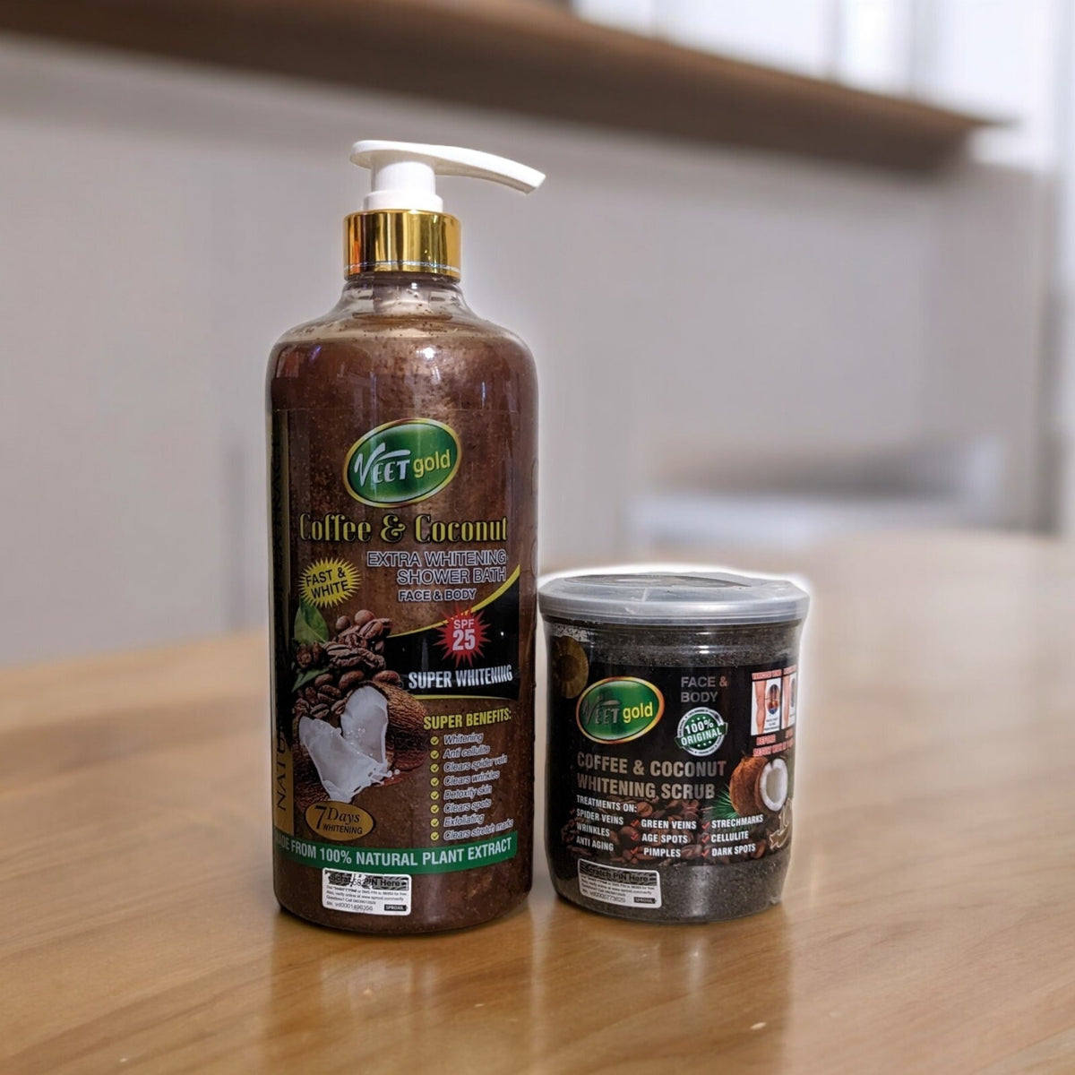Veet Gold Coffee Coconut Whitening Scrub & Shower Gel Set 1450ml