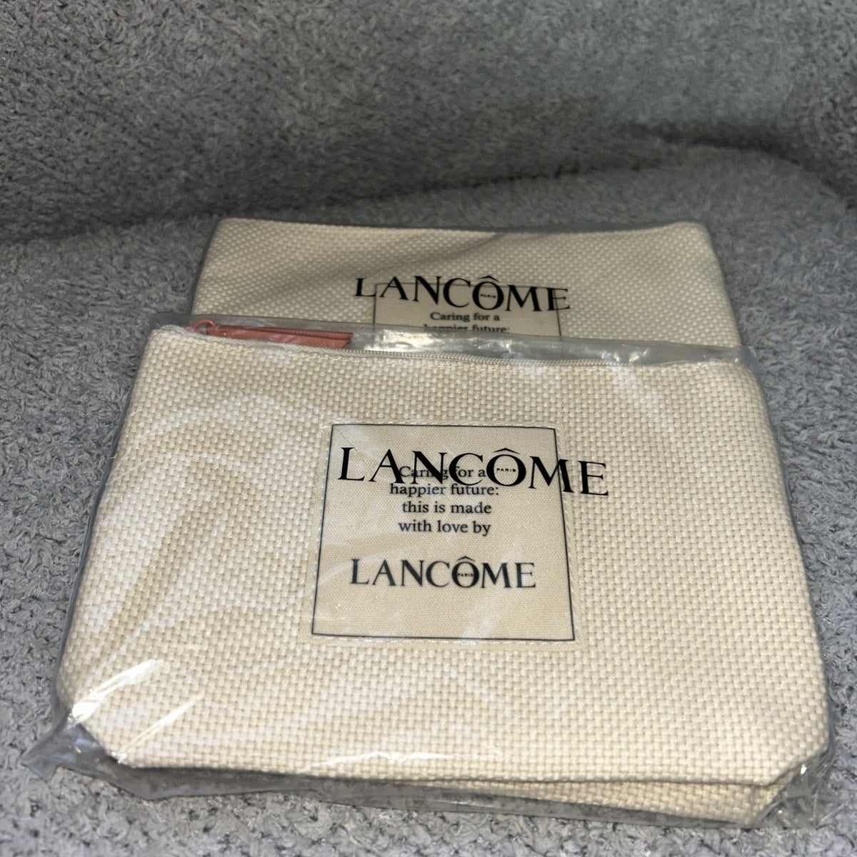 Canvas Makeup Bag with Zipper - Cream Color, Compact Cosmetic Organizer