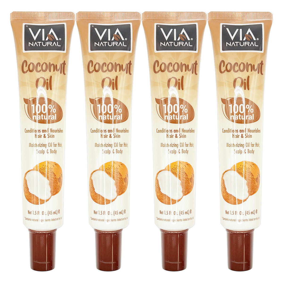 Natural Coconut Oil for Hair & Skin - Moisturizing Body Oil, 1.5oz (Pack of 2, 4, 6)