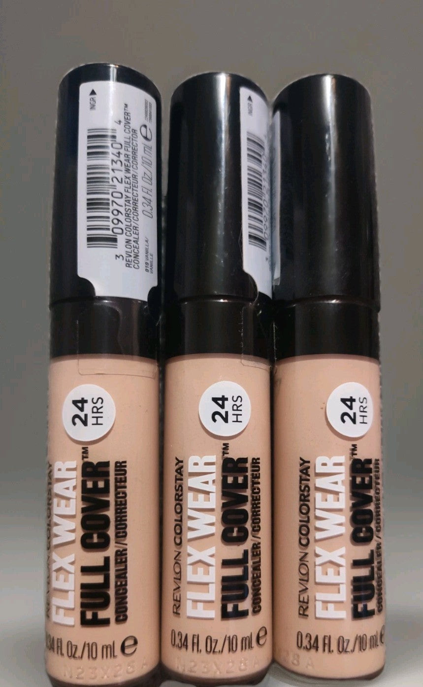 Revlon Flex Wear Full Cover Concealer Shade 010 Vanilla 3 Pack