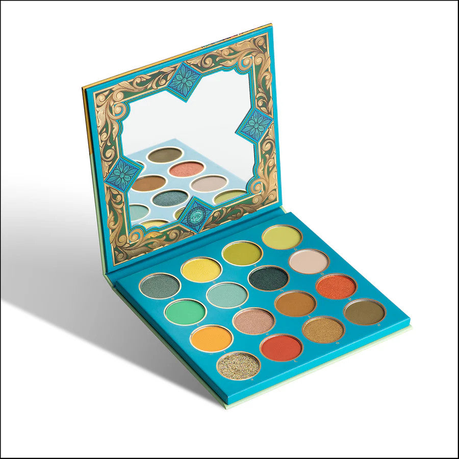16-Color Highly Pigmented Eyeshadow Palette with Mirror - Matte, Shimmer & Glitter Shades