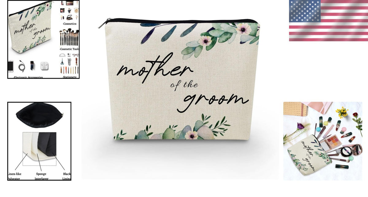 Luxury Mother of the Groom Canvas Cosmetic Bag - Perfect for Gifts and Travel