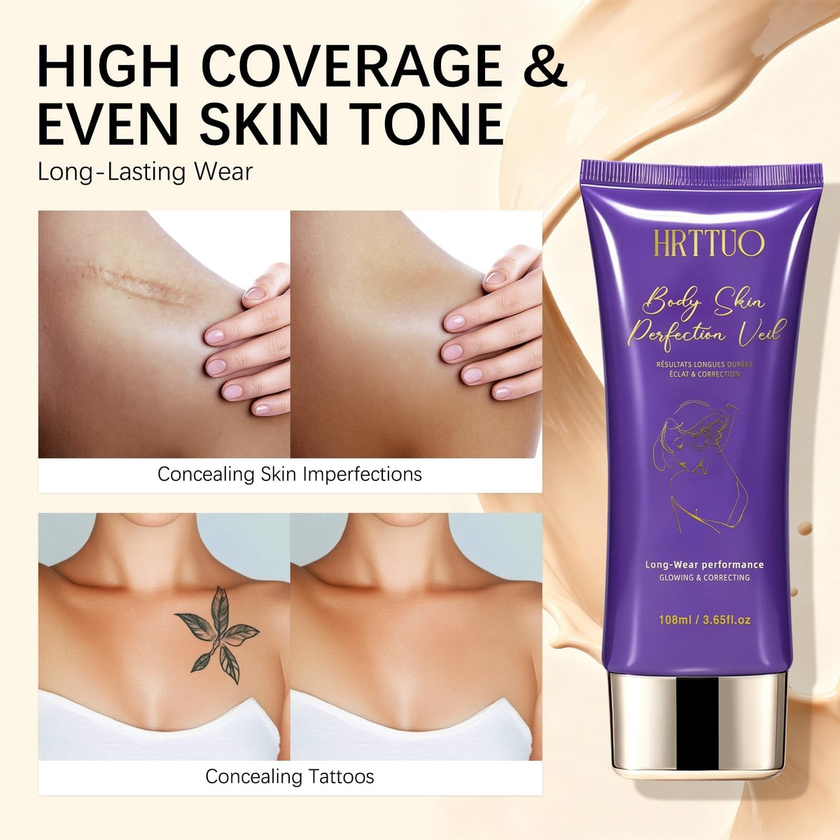 Waterproof Body Concealer for Tattoos & Scars - Full Coverage Makeup