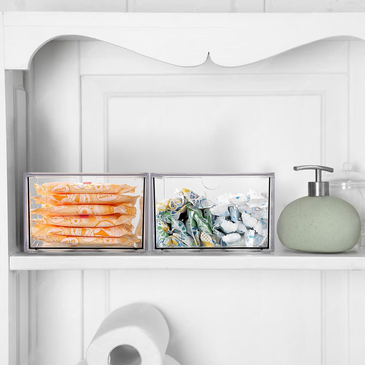 Disposable Face Towel Holder for Bathroom Vanity - Clear Plastic Storage Box