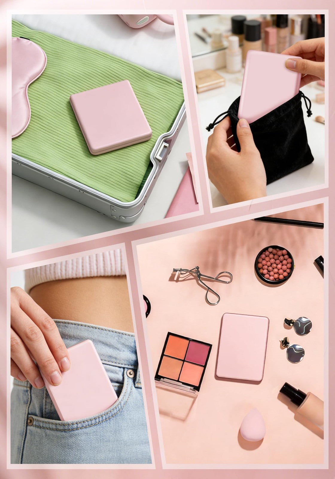 Rechargeable 30X Magnifying Compact Mirror with 3 Lighting Modes - Travel Makeup Mirror