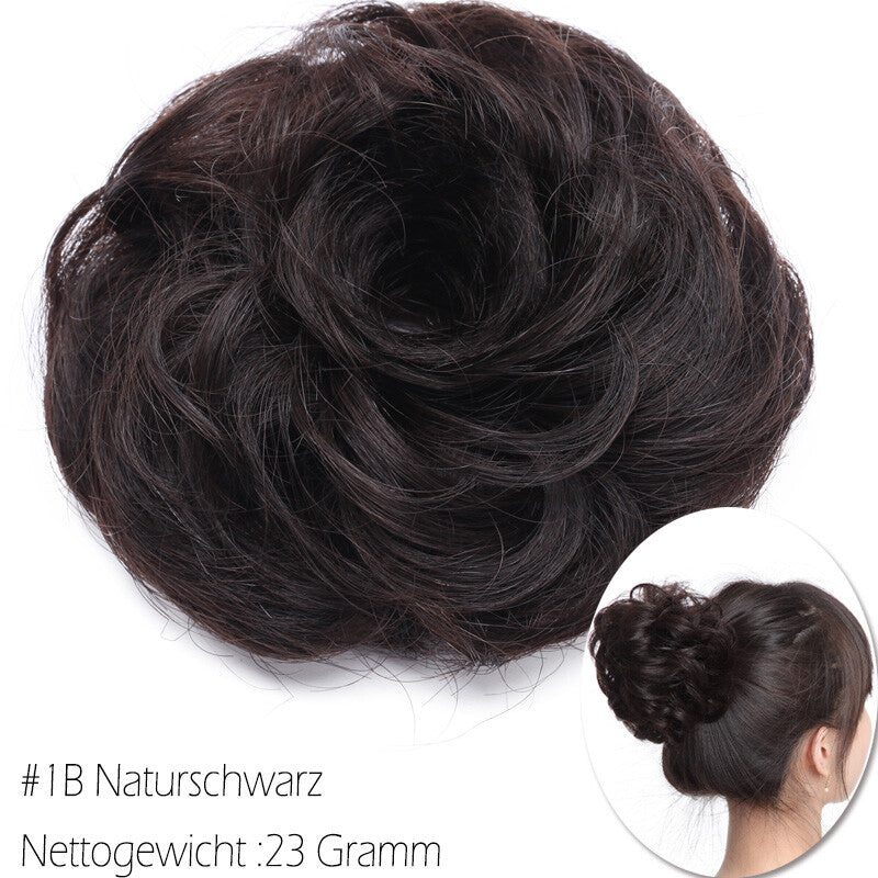 Clip-In Human Hair Bun Extensions Curly & Straight | Messy Hair Piece